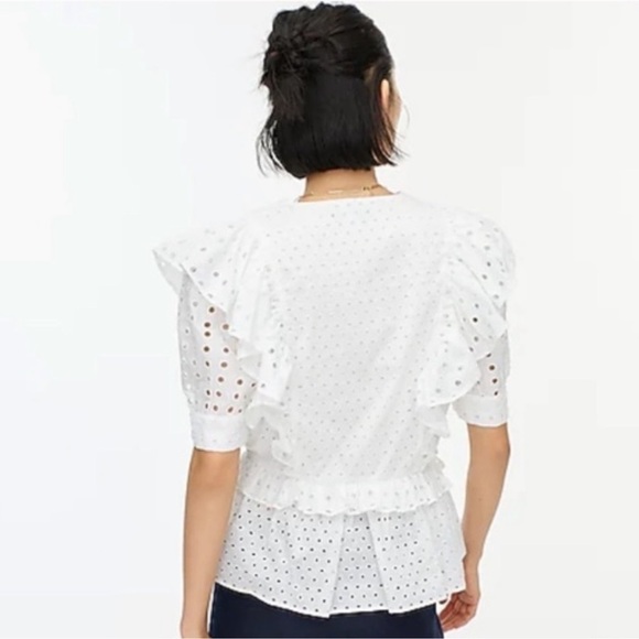 J. Crew White Puff Sleeve Wrap Blouse - Picture 4 of 11